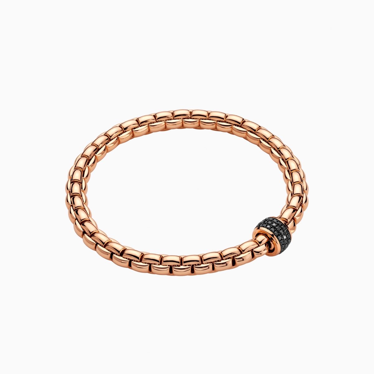 Mens Fope flex'it bracelet rose gold size 2 with pave set black diamonds