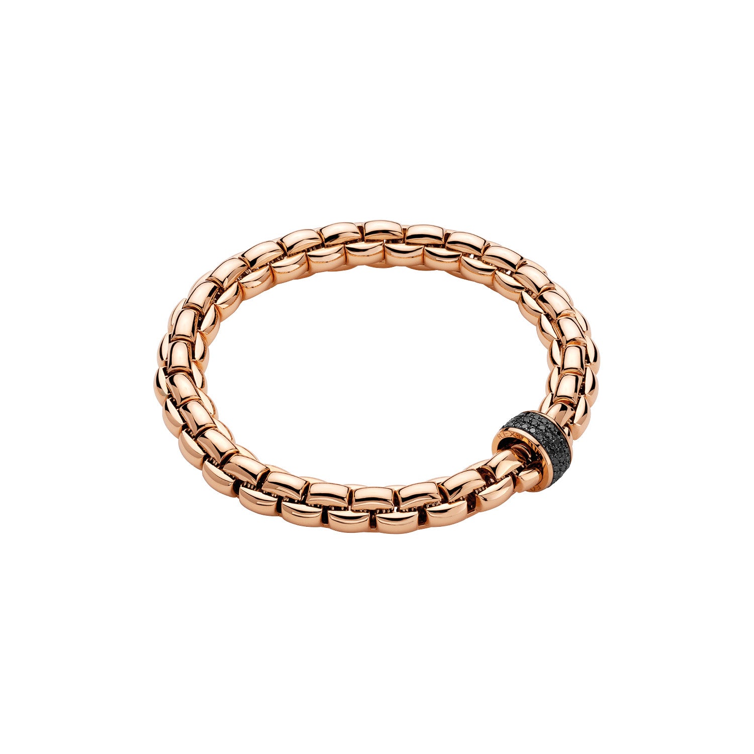 Fope Flex'it Eka Size 3 Bracelet in Rose Gold with Black Diamond Rondel 