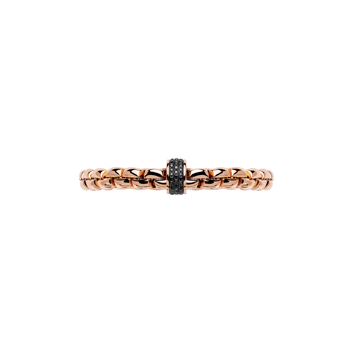 Fope Eka Size 3 Mens Bracelet in Rose Gold Pave set black diamonds