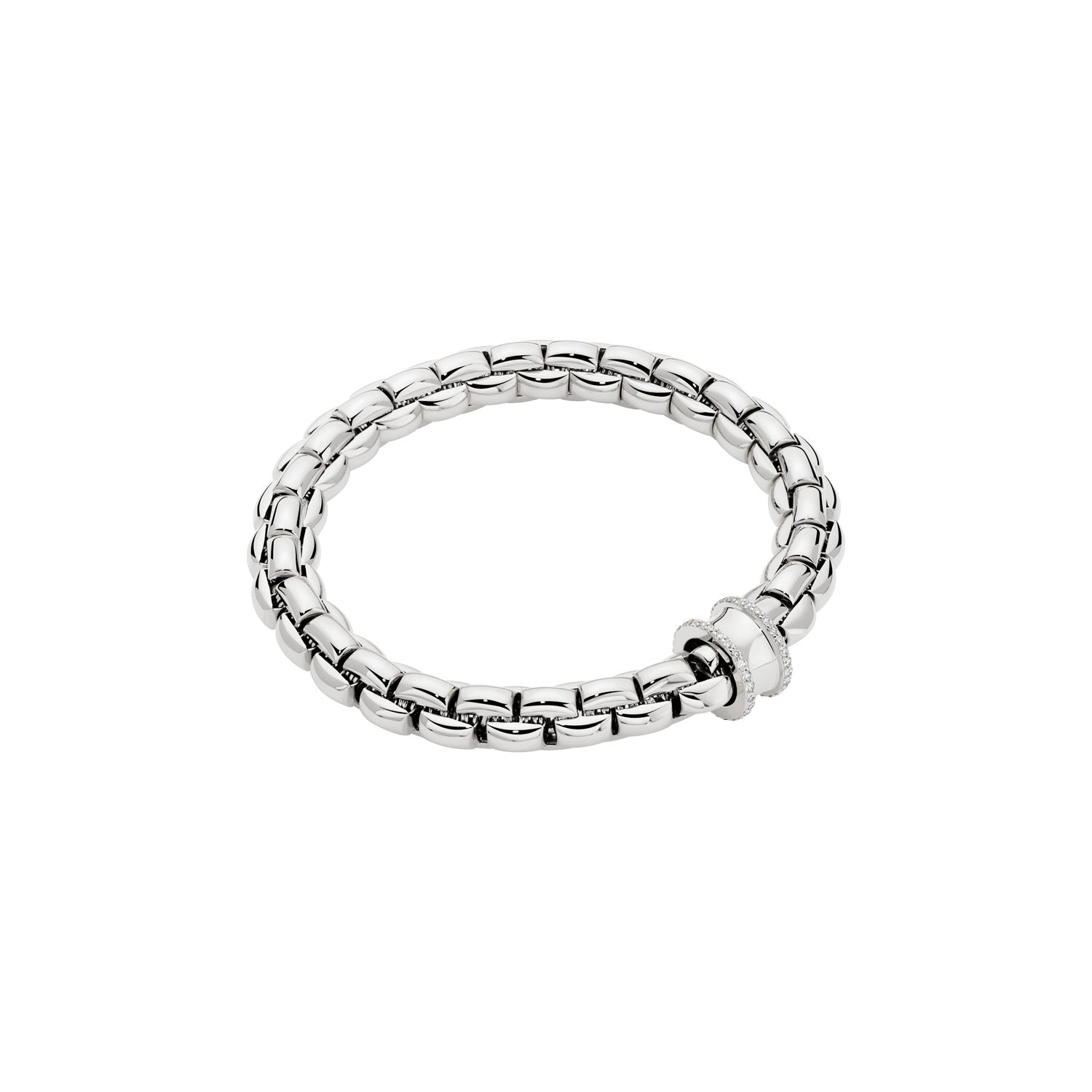 Fope Eka Bracelet Size 3 White Gold with Diamond concave rondel
