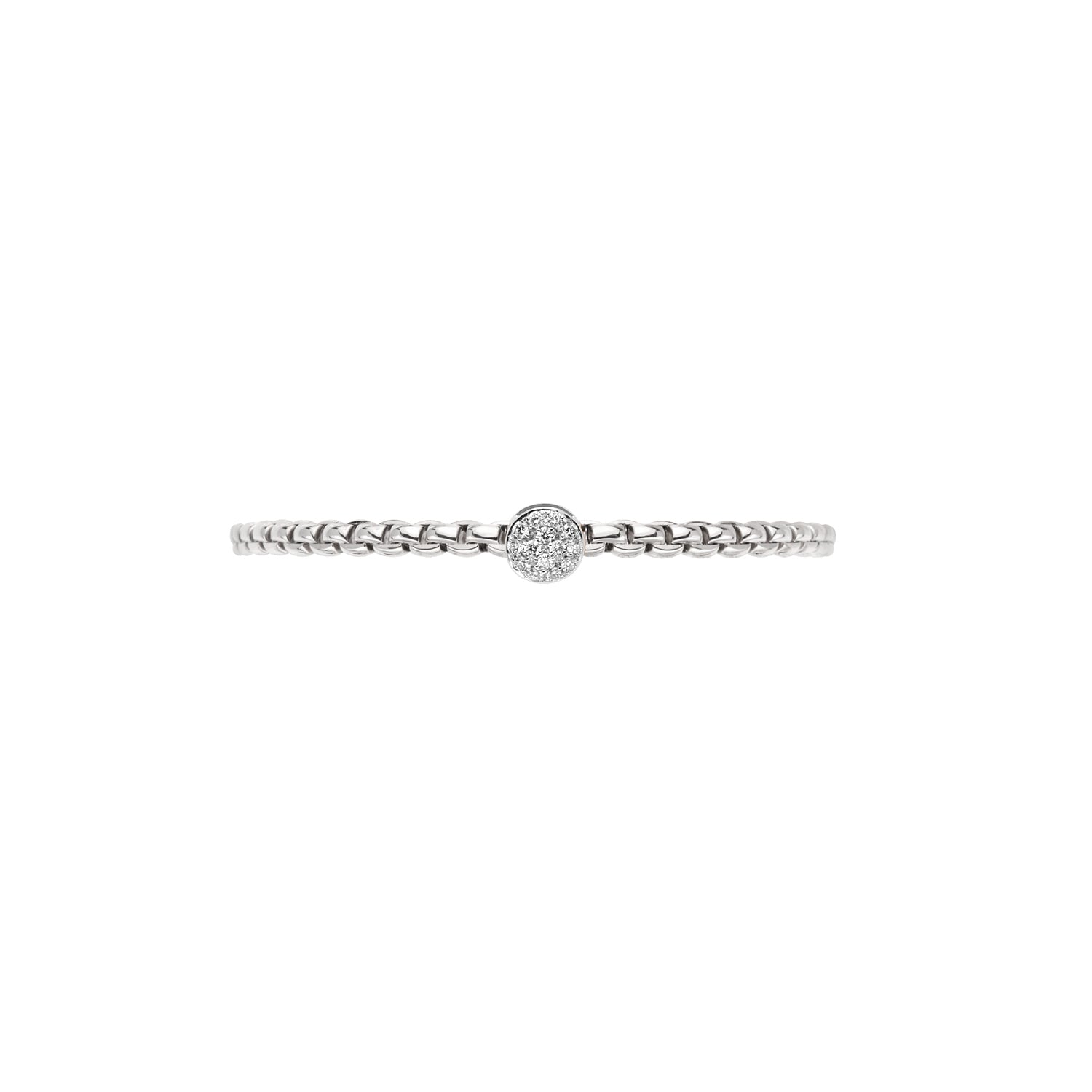 Fope Eka tiny bracelet with pave diamond medallion rondel White Gold