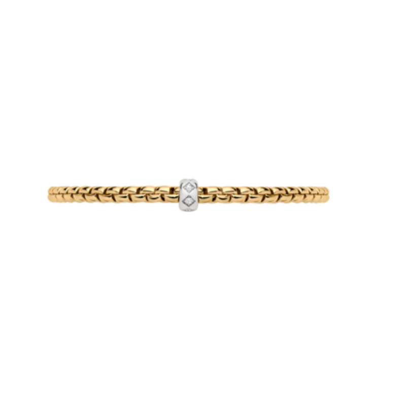 Yellow gold Fope eka rhombus set  diamond rondel in white gold