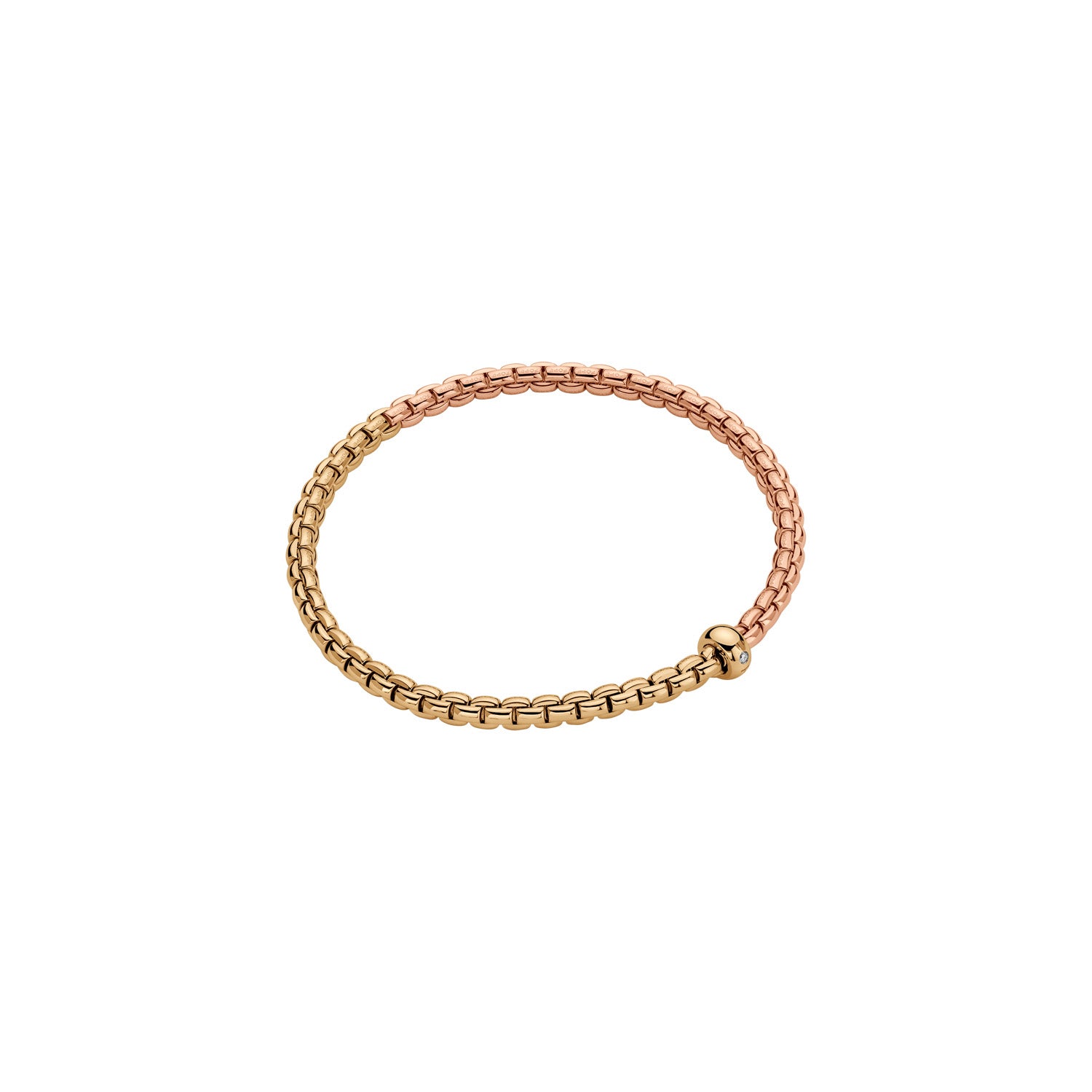 Fope Eka Essentials Bicolour bracelet in rose gold and yellow gold 0.01ct white diamond