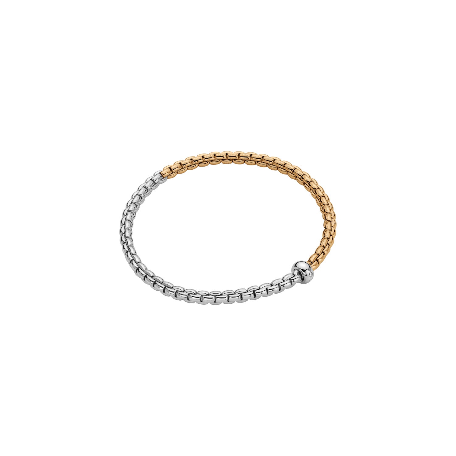 Fope Eka Essentials Bicolour bracelet in yellow and white gold with 0.01ct white diamond