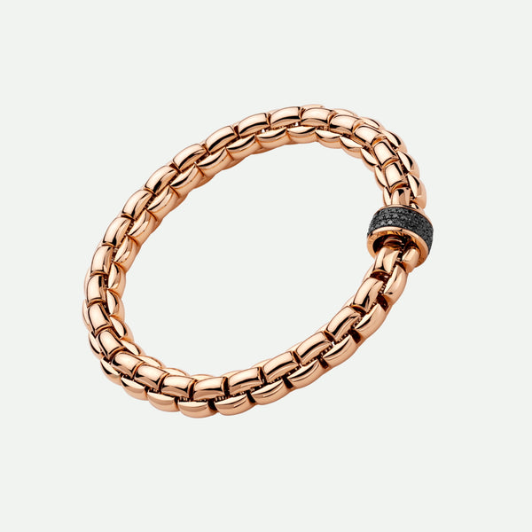 FOPE EKA - 18ct Gold Bracelet with Black Diamonds - (Size 4) - 8.5mm