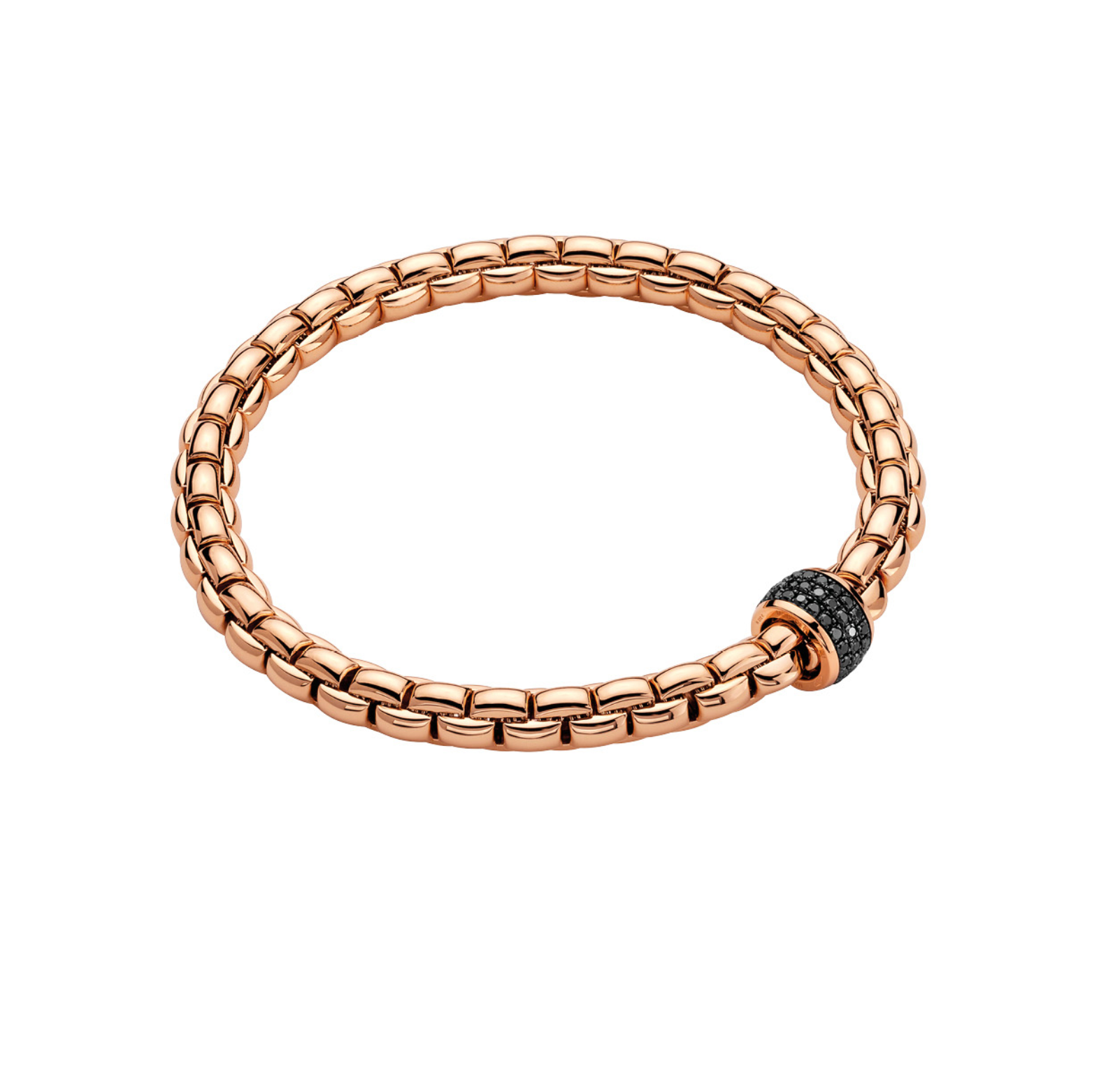 Eka Flex'it Size 1 Mens Bracelet in Rose Gold with pave set black diamonds