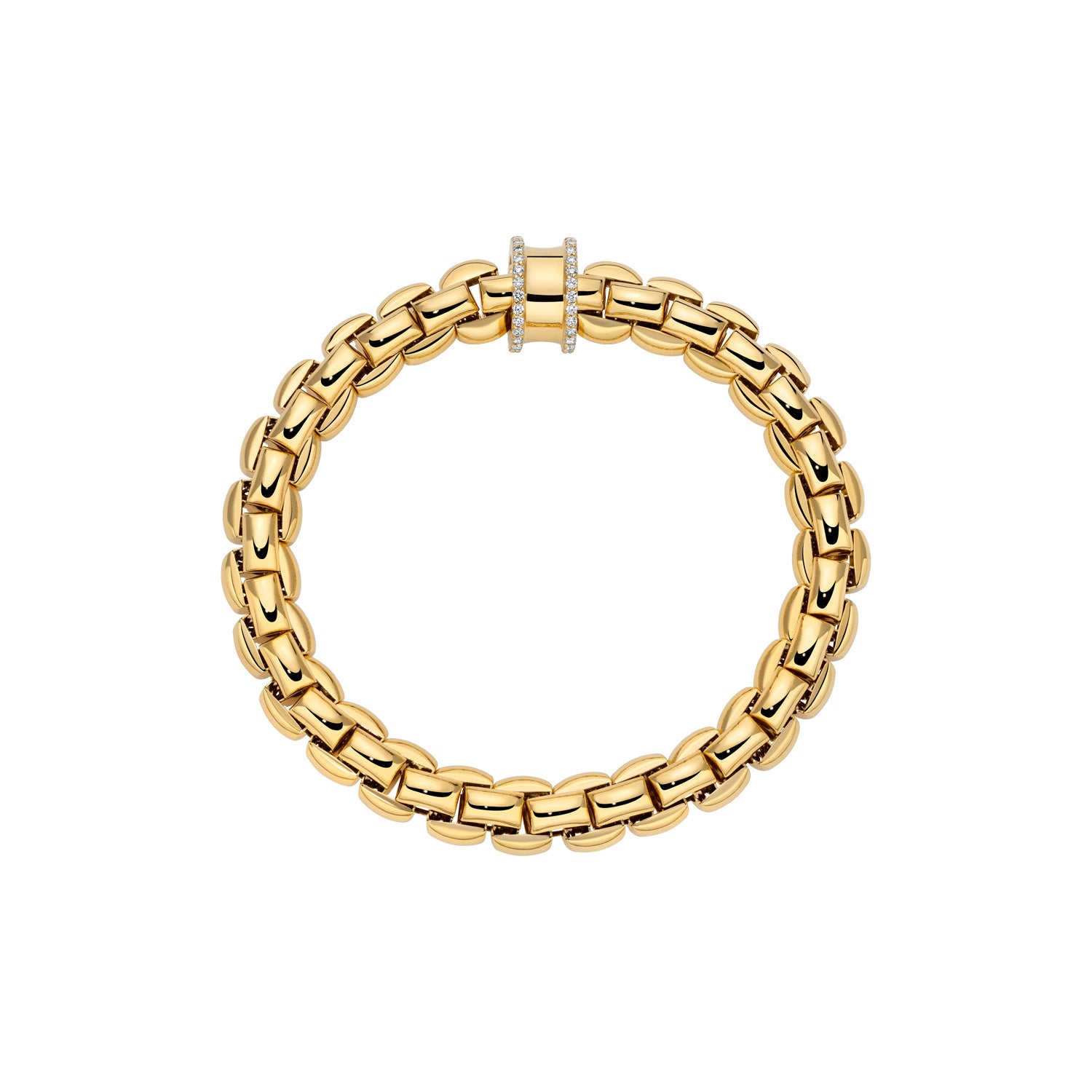 Fope Eka Bracelet in Yellow Gold Size 3 Diamond Edge Concave Rondel
