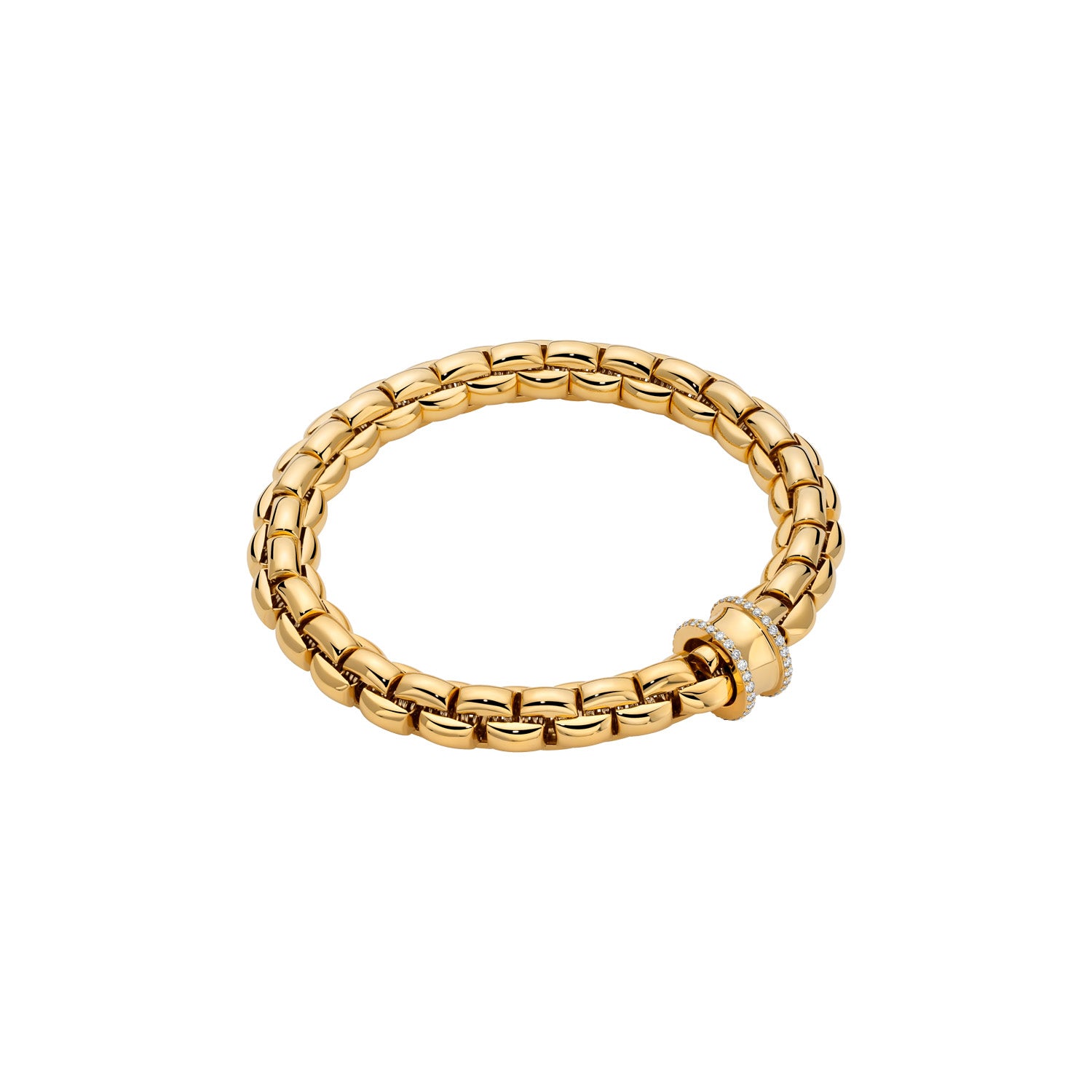 Fope Eka Bracelet Size 3 in Yellow Gold with diamond edge concave rondel
