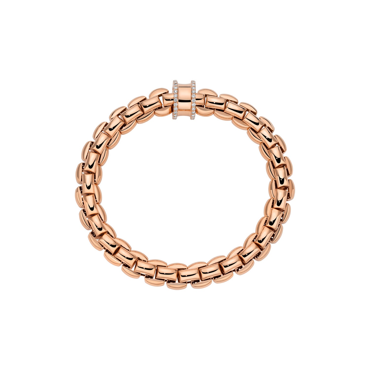 Fope Eka Size 3 bracelet with diamond edge concave rondel  profile