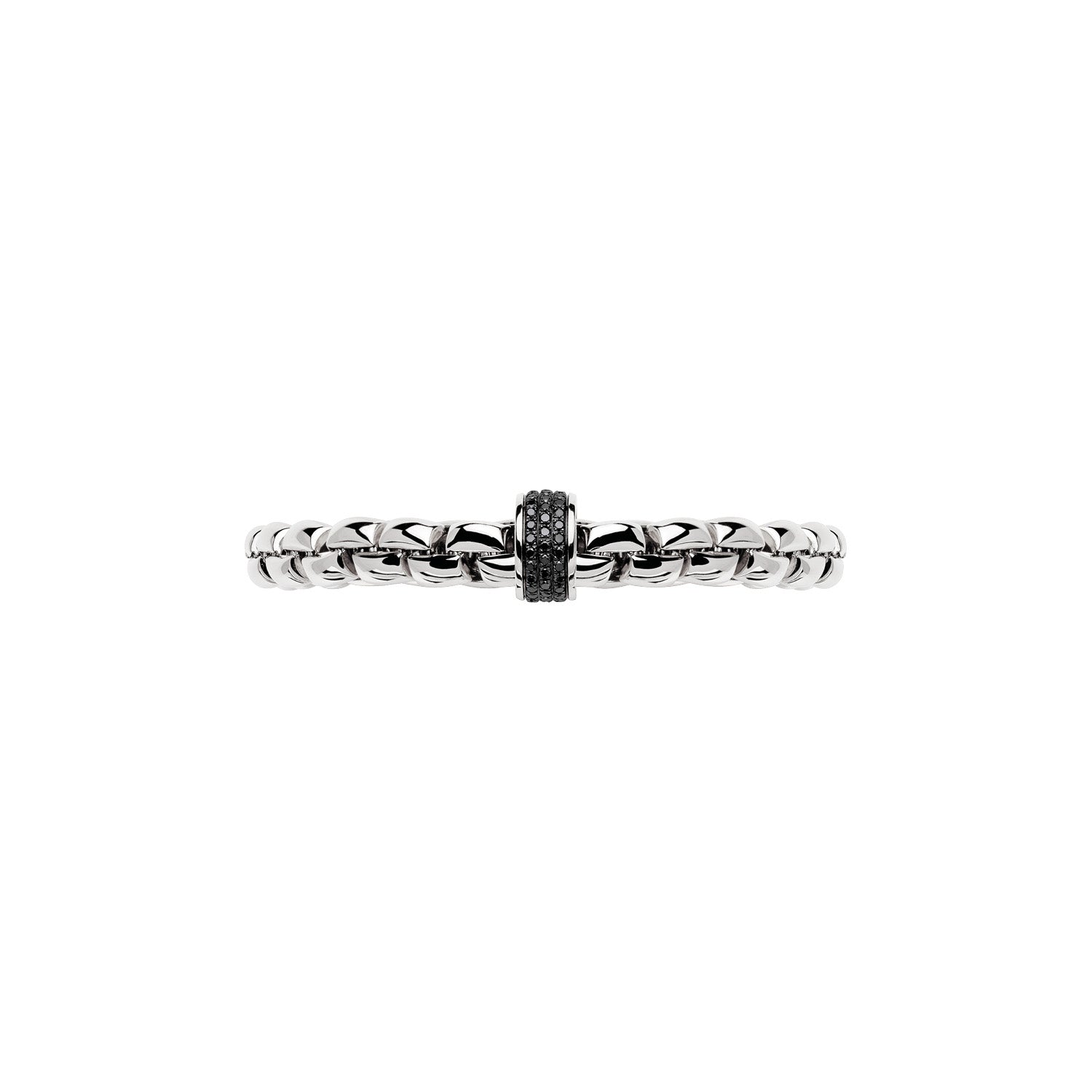 Fope Eka Flex'it Size 3 Mens Bracelet in white gold with pave set black diamonds