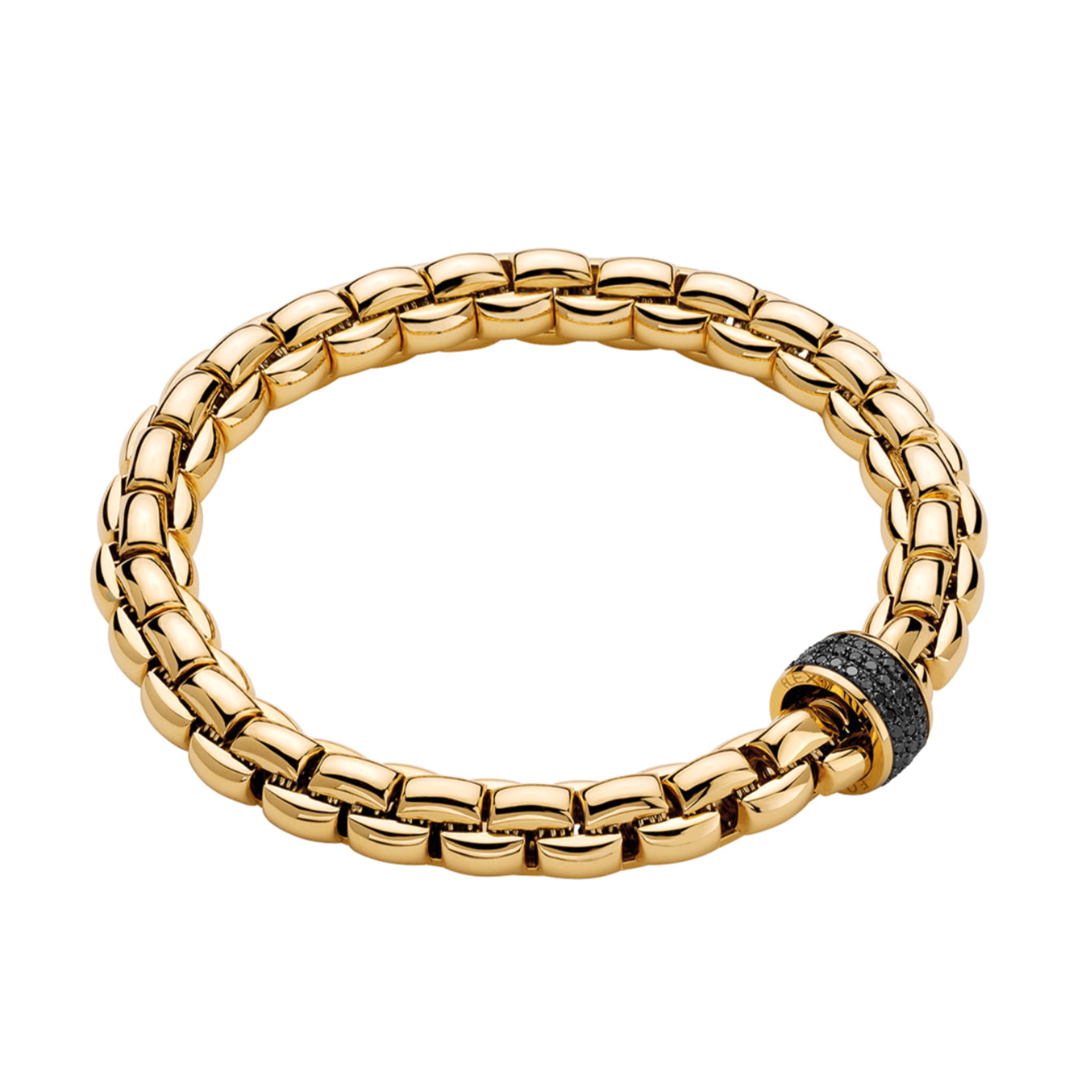 FOPE Eka - Size 3 -  18ct Gold Bracelet with Black Diamonds