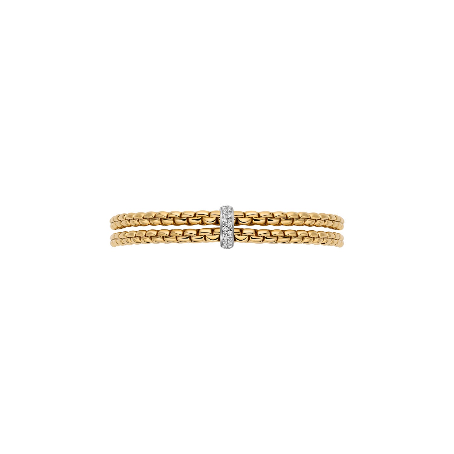 Fope Eka tiny double row bracelet with pave diamond rondel
