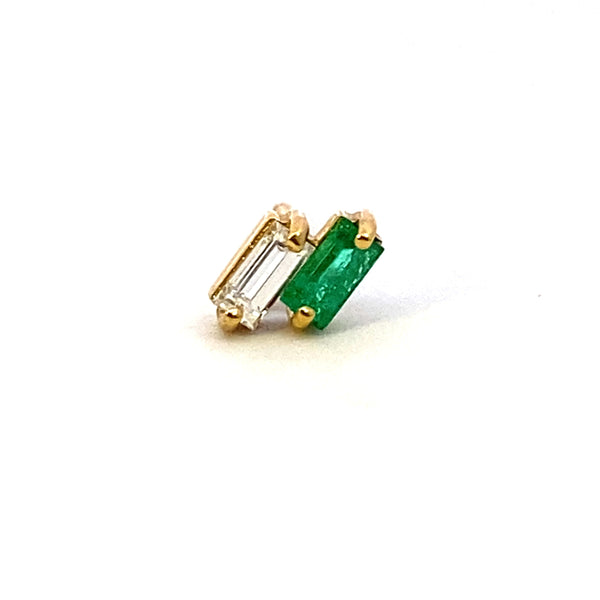 18ct gold emerald and diamond single earring. 