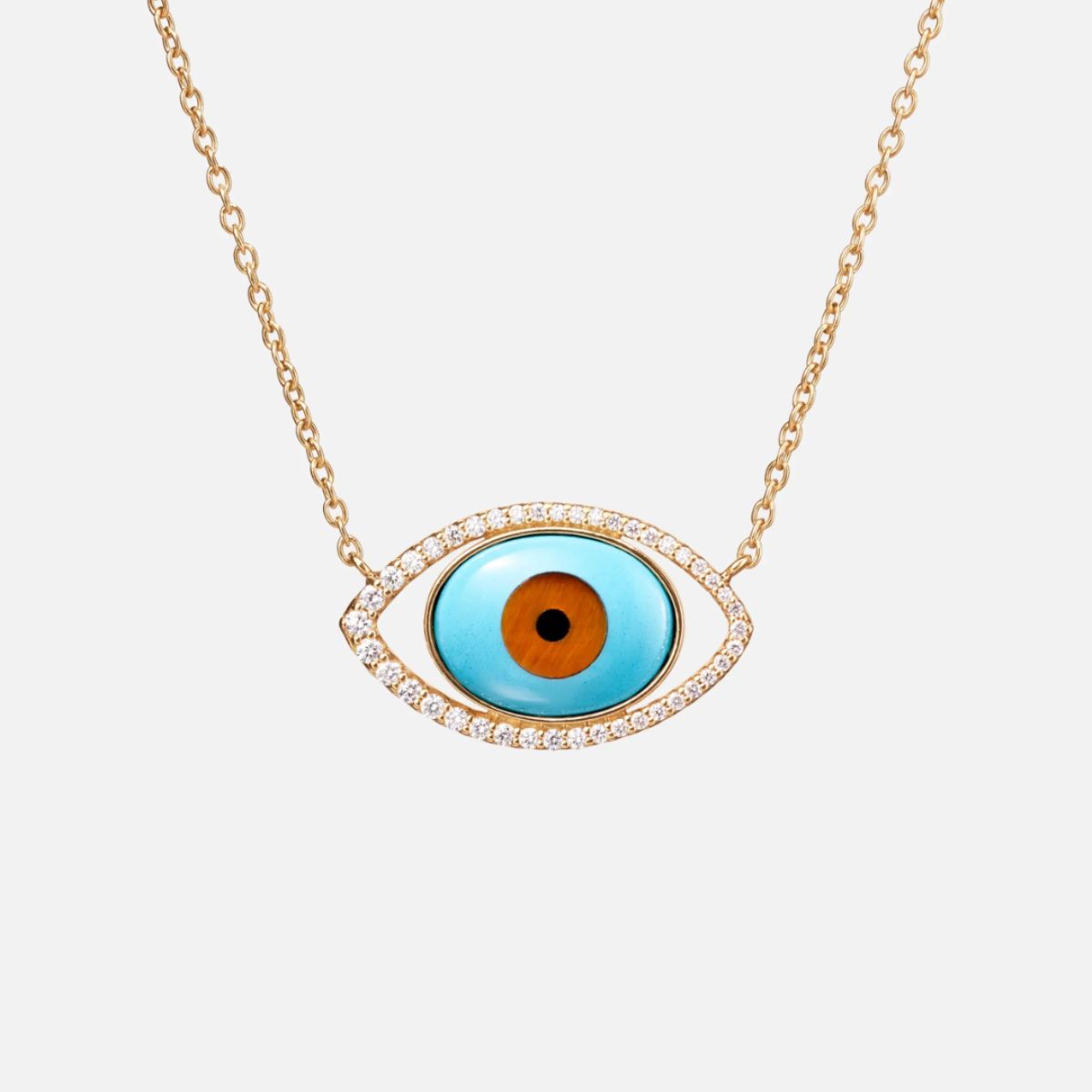close up of evil eye collier