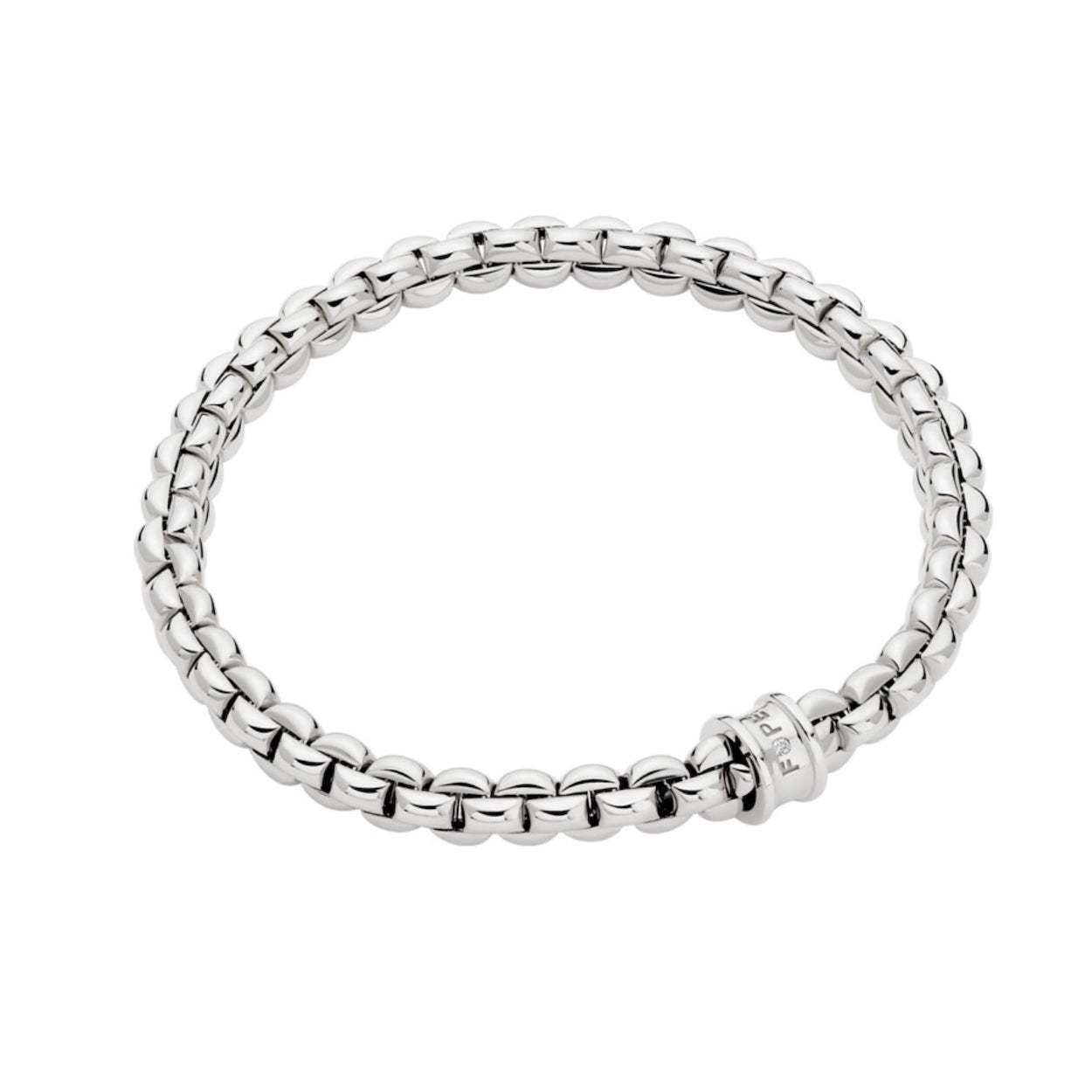 FOPE EKA Size 1 - Flexit Bracelet with concave rondel 18ct White Gold