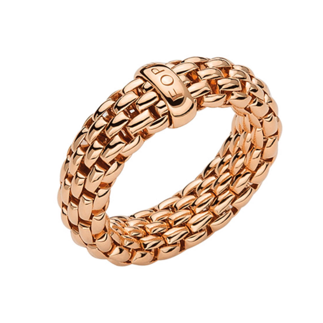 Fope 18ct yellow gold essentials collection ring medium width flex'it expandable italian