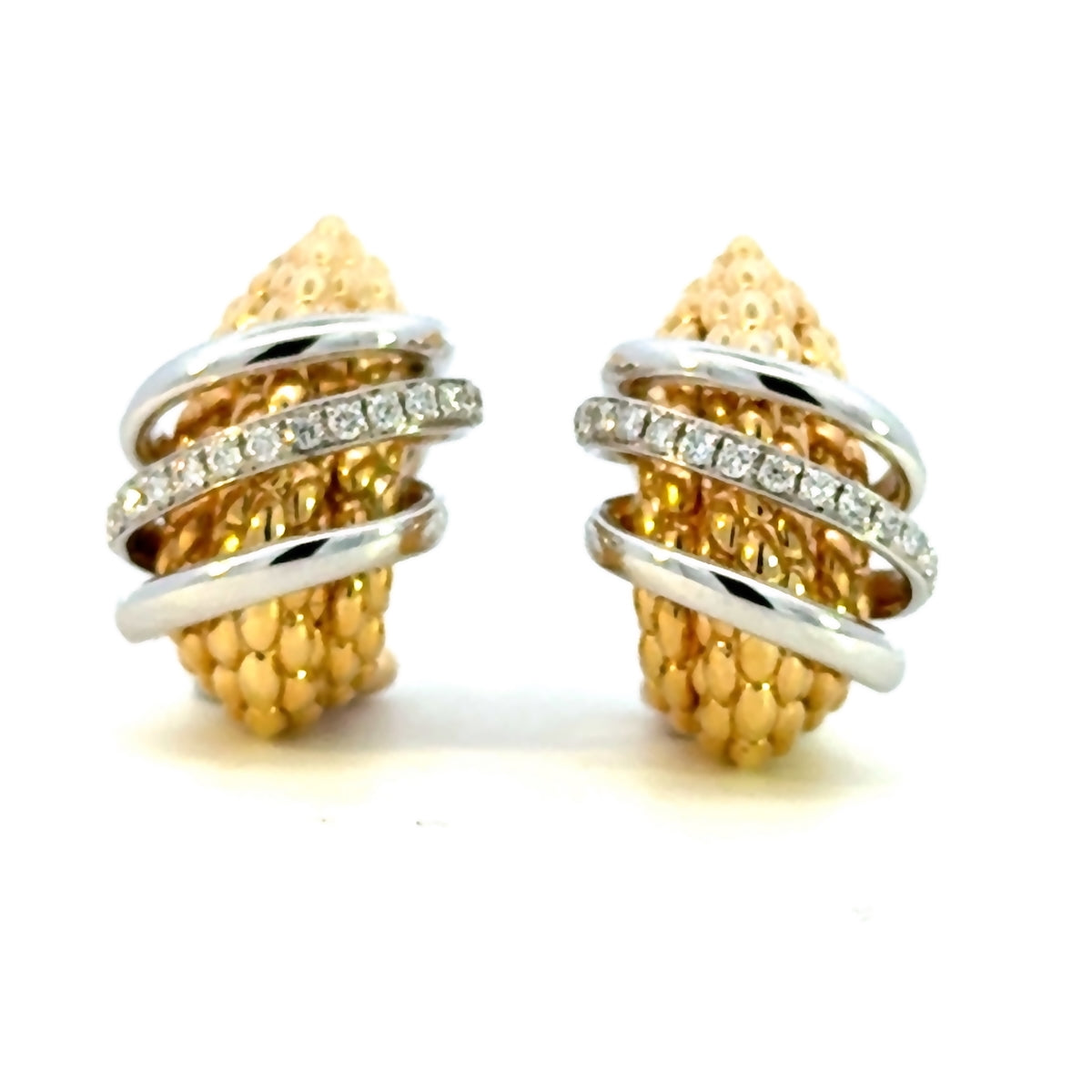 fope 18ct earrings solo mialuce two tone diamond