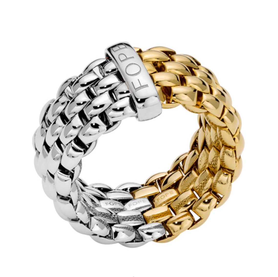 FOPE Essentials 18ct Two Tone Gold flex'it Ring