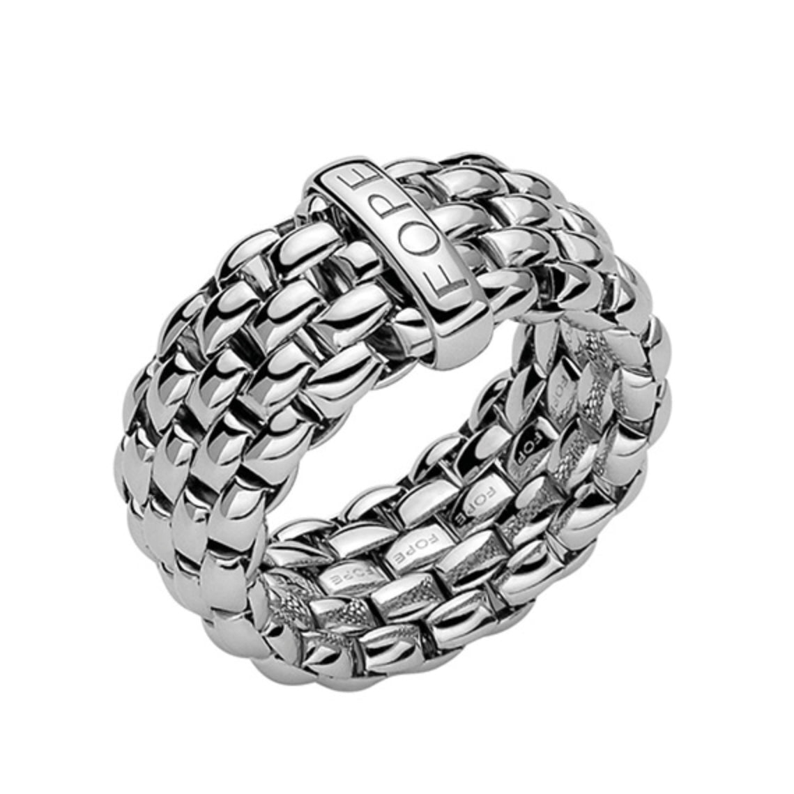 FOPE 18ct italian white gold ring expanding essentials panorama