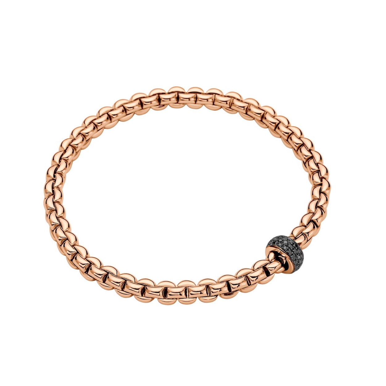 Fope Mens 18ct Gold Eka (2) Bracelet Black Diamonds - 5.5mm