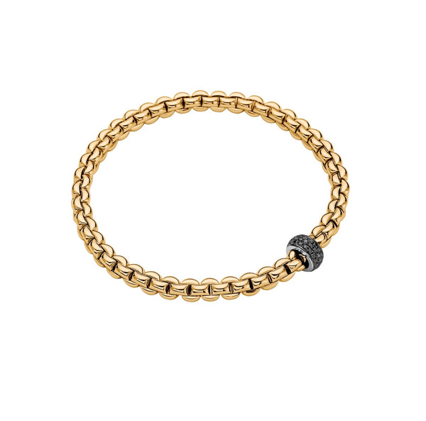 Fope Mens 18ct Gold Eka (2) Bracelet Black Diamonds - 5.5mm