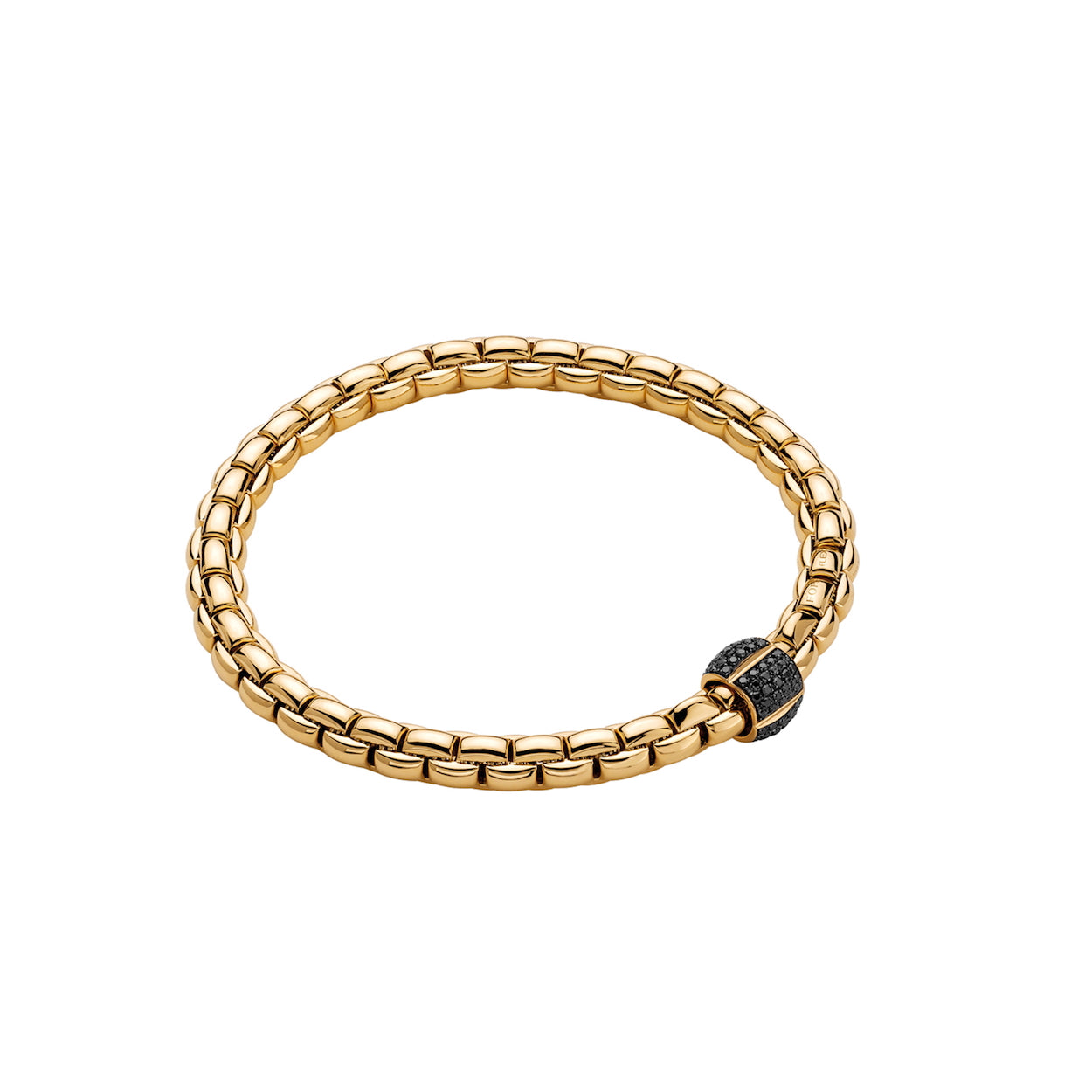 FOPE EKA - 18ct Gold Bracelet - MENS - Fluted Black Diamond Rondel - (Size 3) - 6.3mm