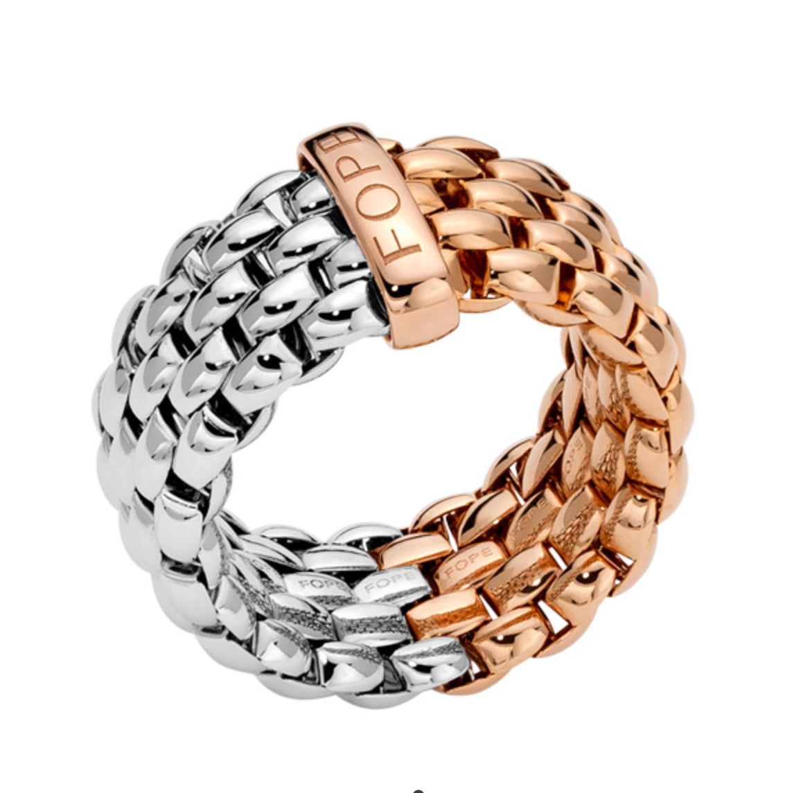 FOPE Essentials 18ct Two Tone Gold flex'it Ring