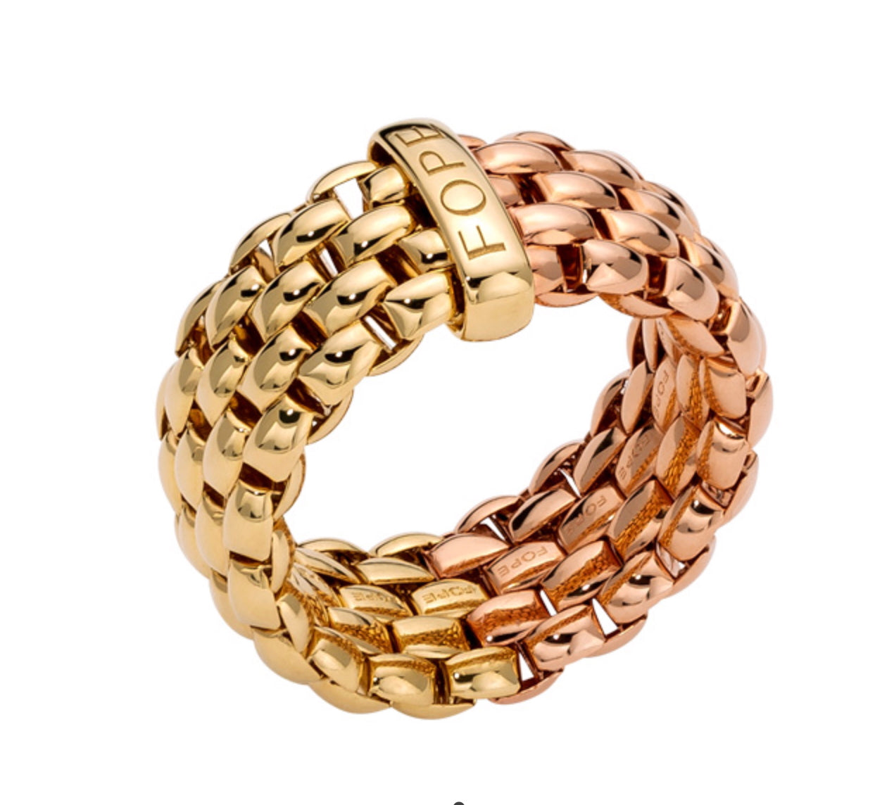 FOPE Essentials 18ct Two Tone Gold flex'it Ring