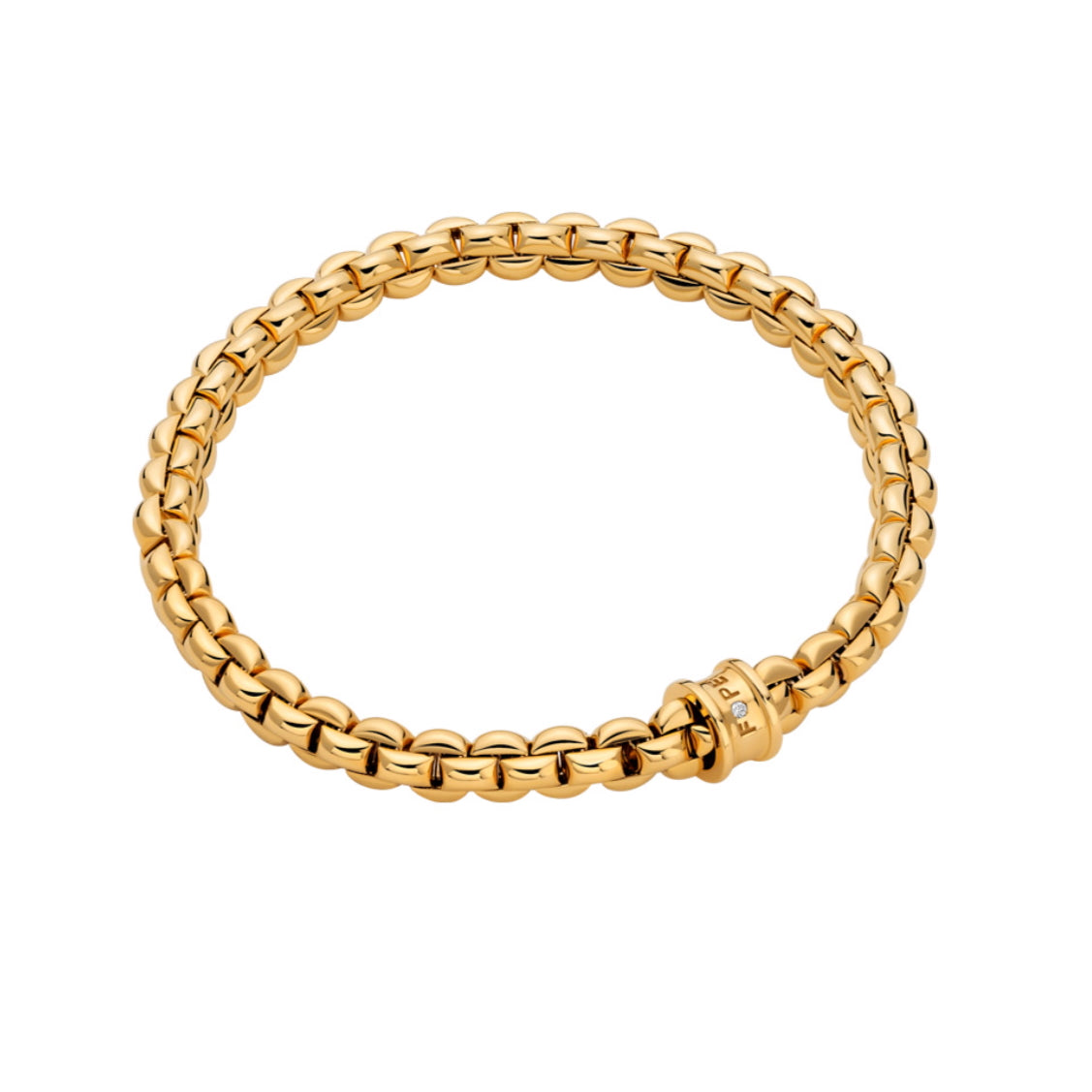 Fope EKA Flex'it Bracelet Size 1 5.5mm guage 18ct Yellow Gold rondel concave