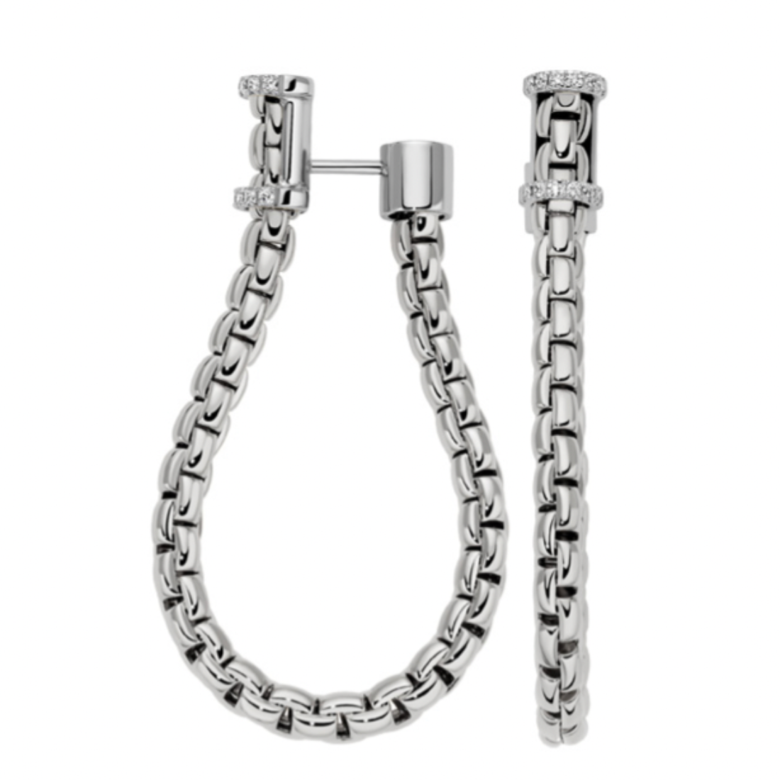 18ct white gold Flex it Eka hoop / drop earrings Fope