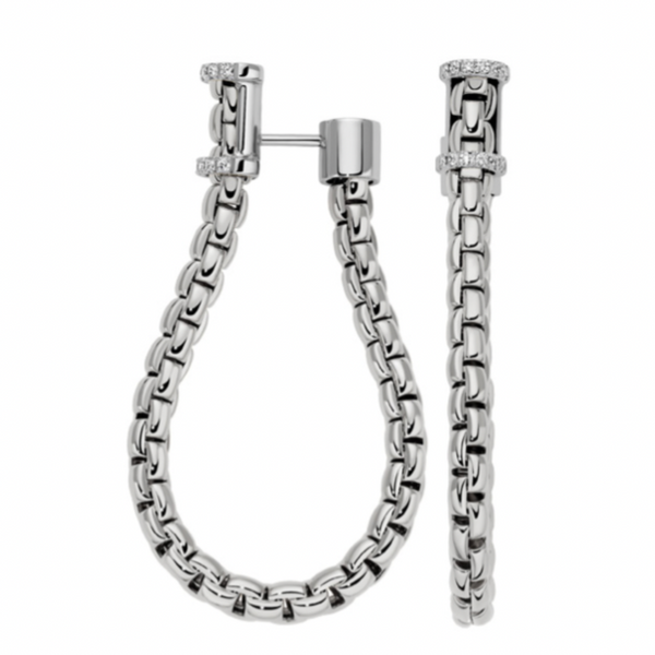 18ct white gold Flex it Eka hoop / drop earrings Fope