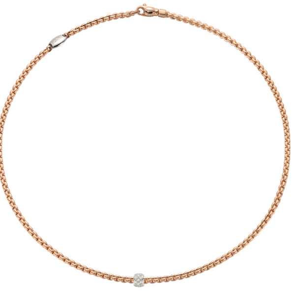 Fope Eka tiny rose gold with pave rondel