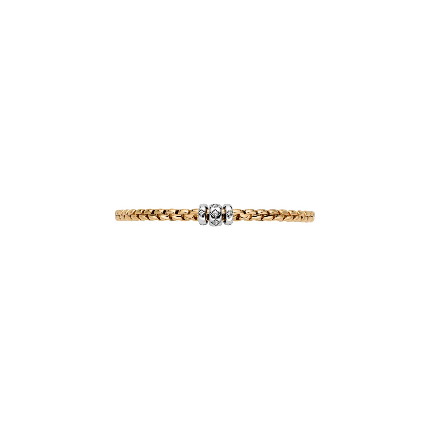 Fope Eka bracelet in Yellow Gold 3 rondels rhombus set diamonds