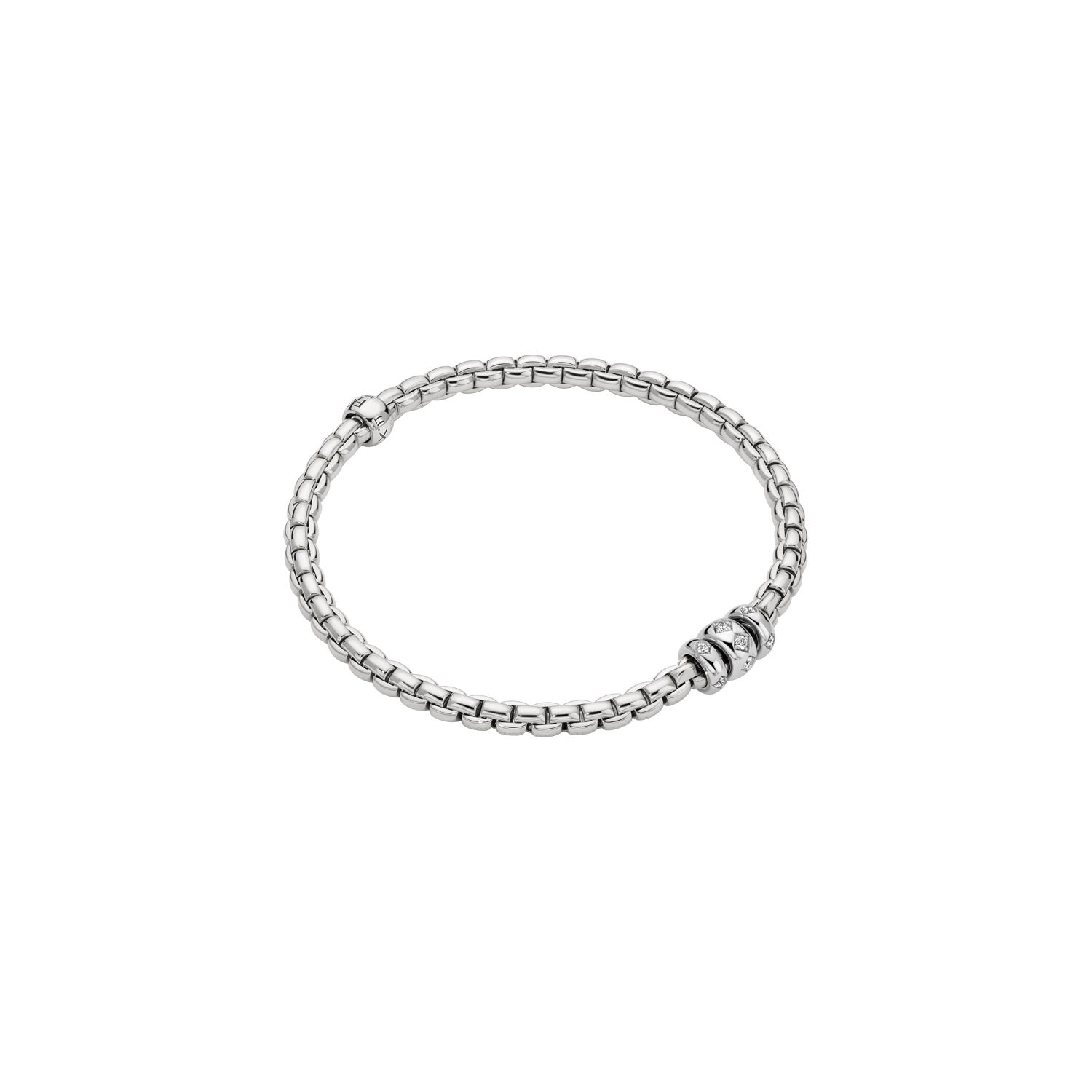 Fope White Gold Eka bracelet with 3 rondels diamonds rhombus set