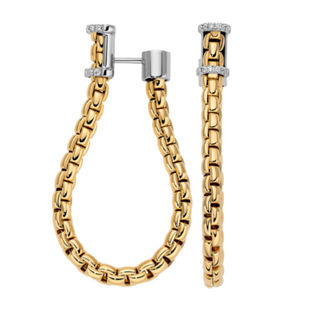 Fope 18ct gold and diamond hoop earrings