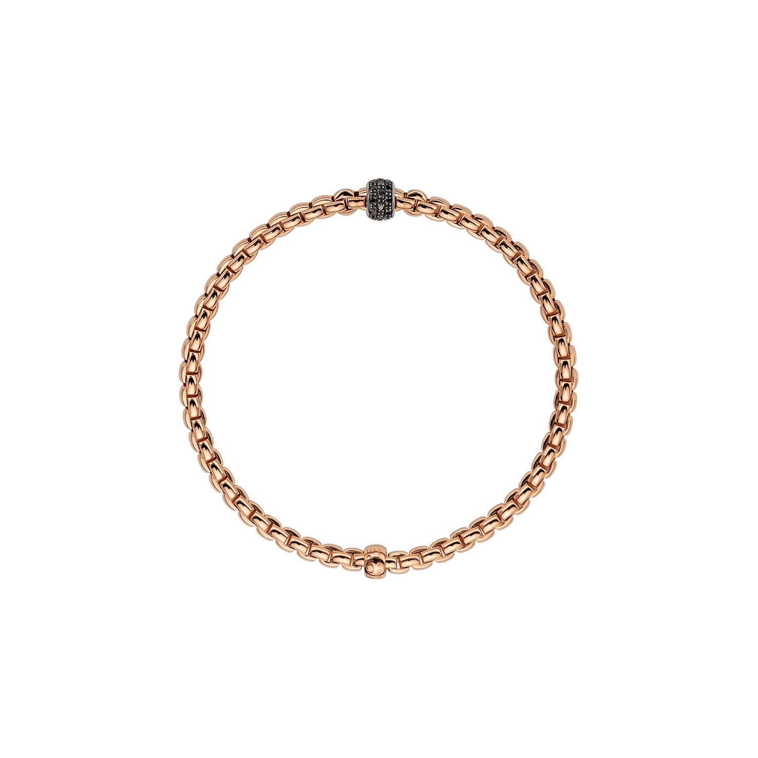 Fope Eka tiny bracelet in rose gold with pave black diamond rondel
