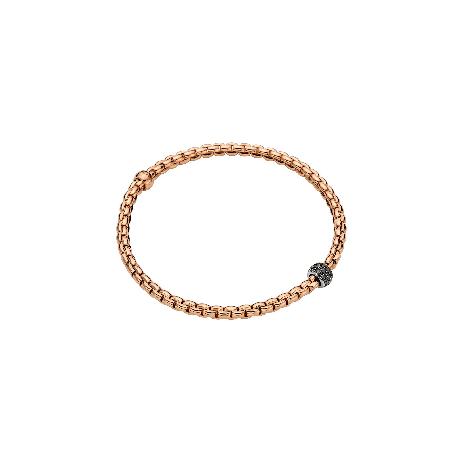Fope Eka tiny with black diamonds pave set in rose gold