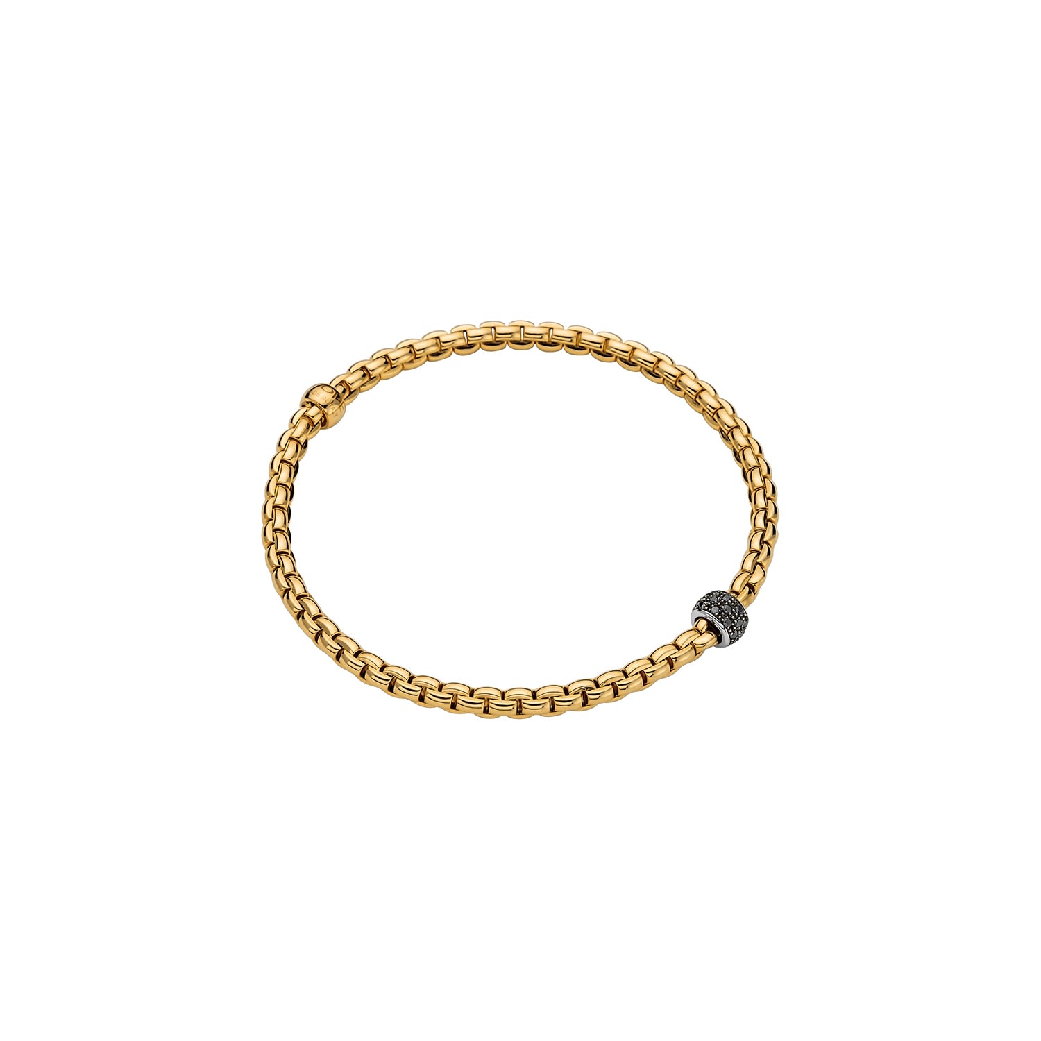 Fope YG bracelet Eka Tiny with pave black diamond rondel