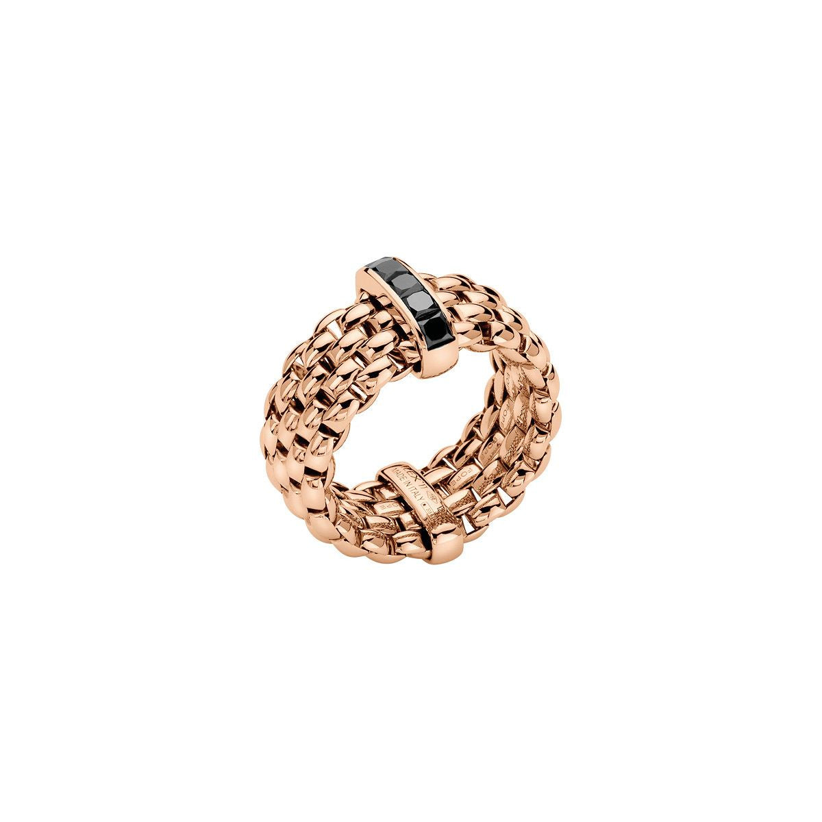 Fope Flexit rose gold panorama ring with black diamonds
