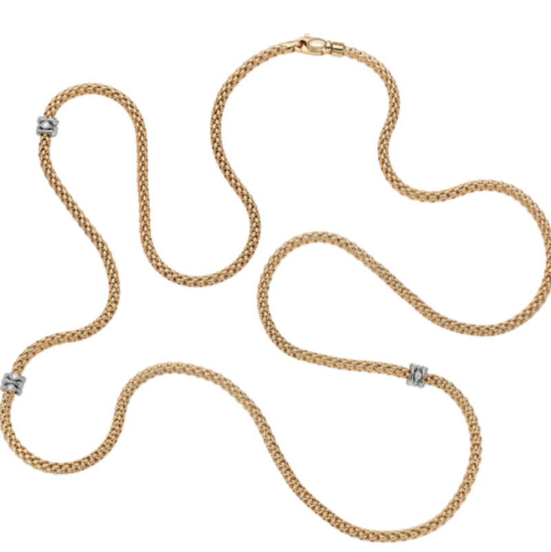 Prima necklace with 3 station diamond rondels.