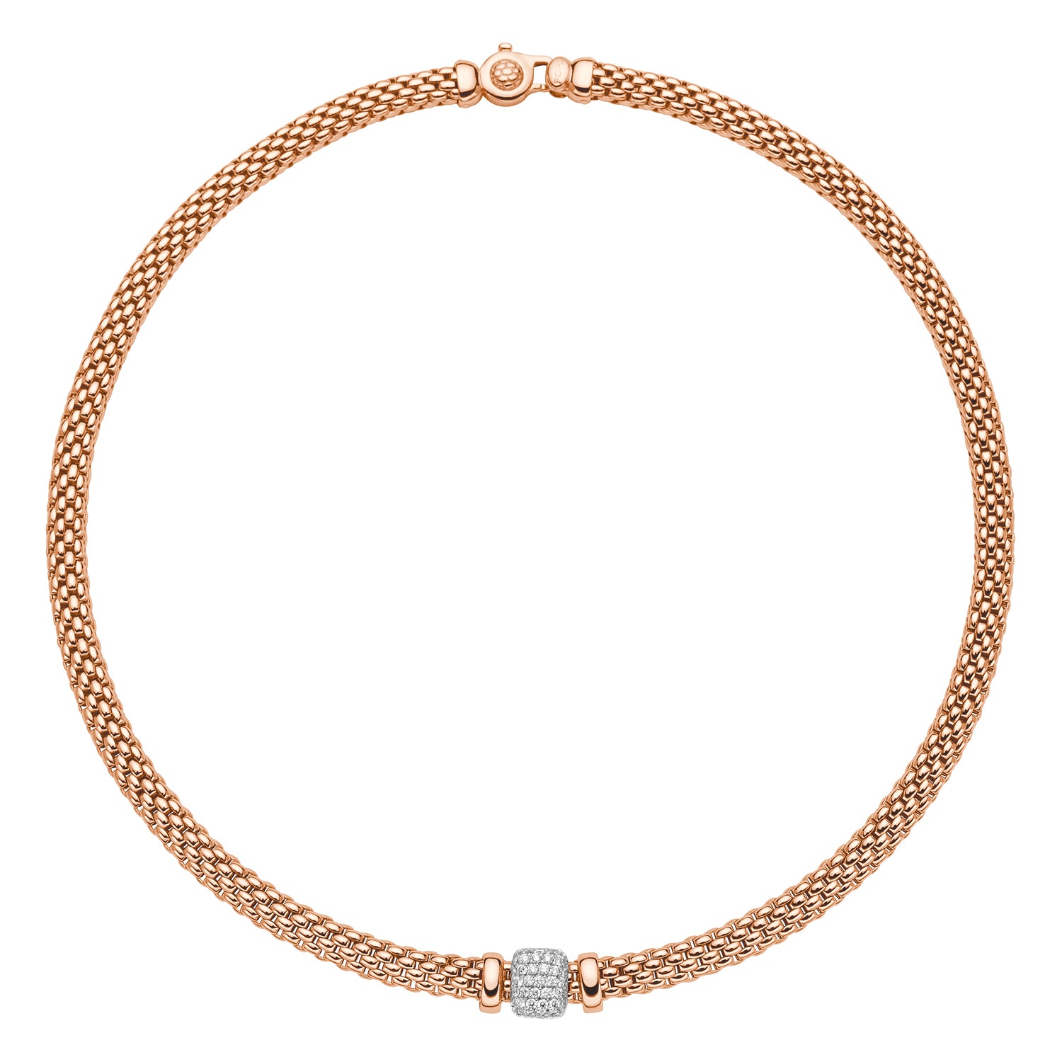 Fope Vendome Collier in Rose Gold with cushion shape pave rondel
