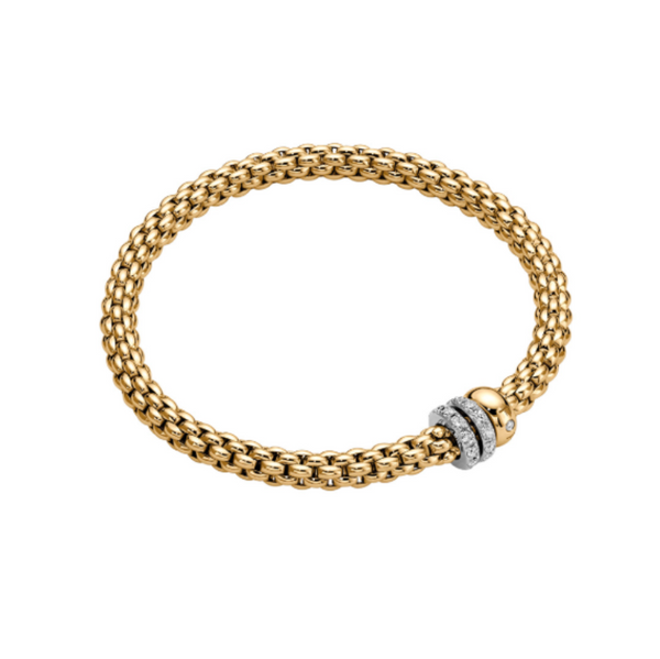 Solo Fope bracelet in 18ct yellow gold diamond rondels