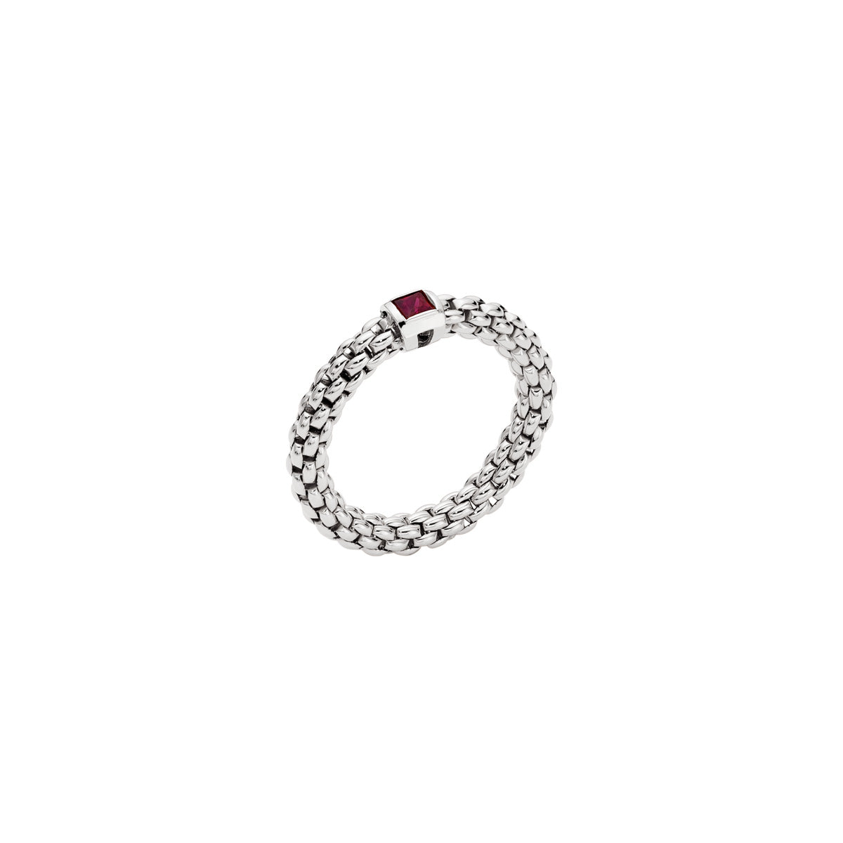 Fope Souls Flex'it ring in white gold with a square ruby