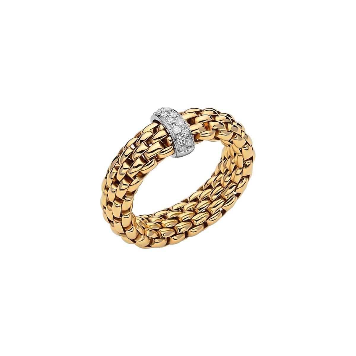 Fope Vendome Ring in Yellow Gold with Pave rondel