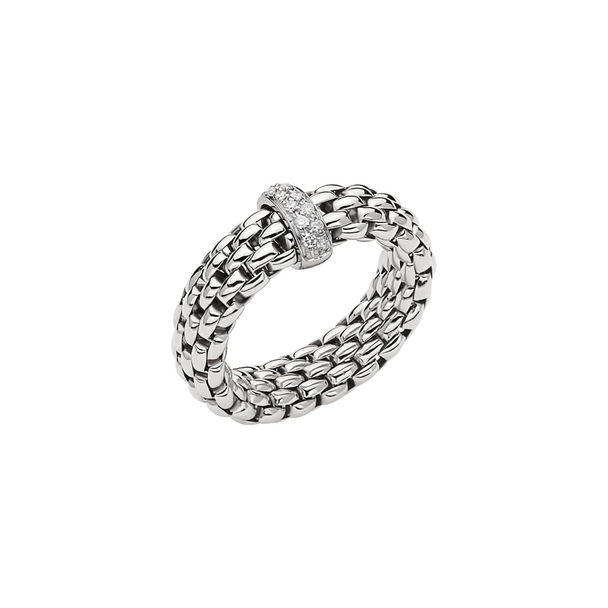 Fope Vendome Ring in White Gold with diamond rondel