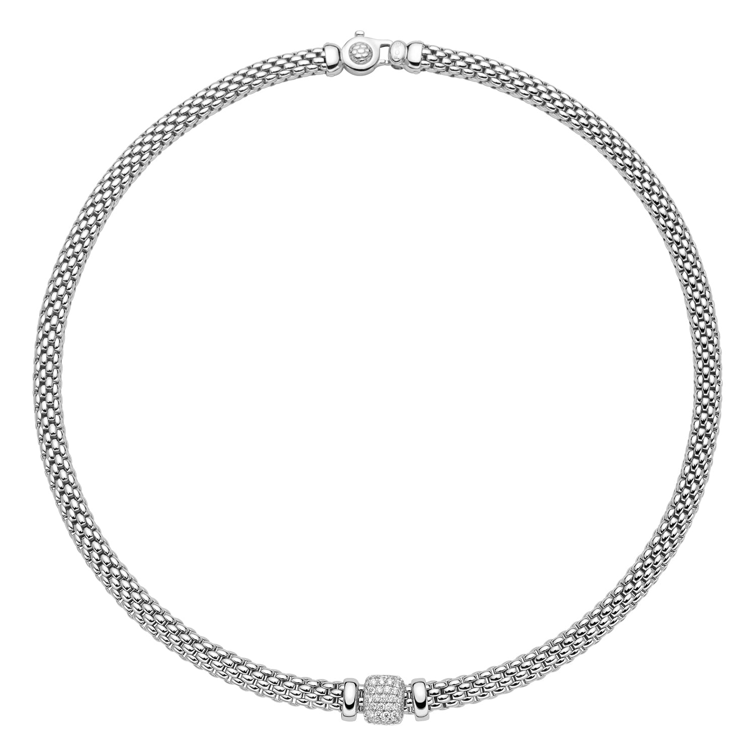 Fope Vendome Collier in White Gold with cushion shape pave rondel