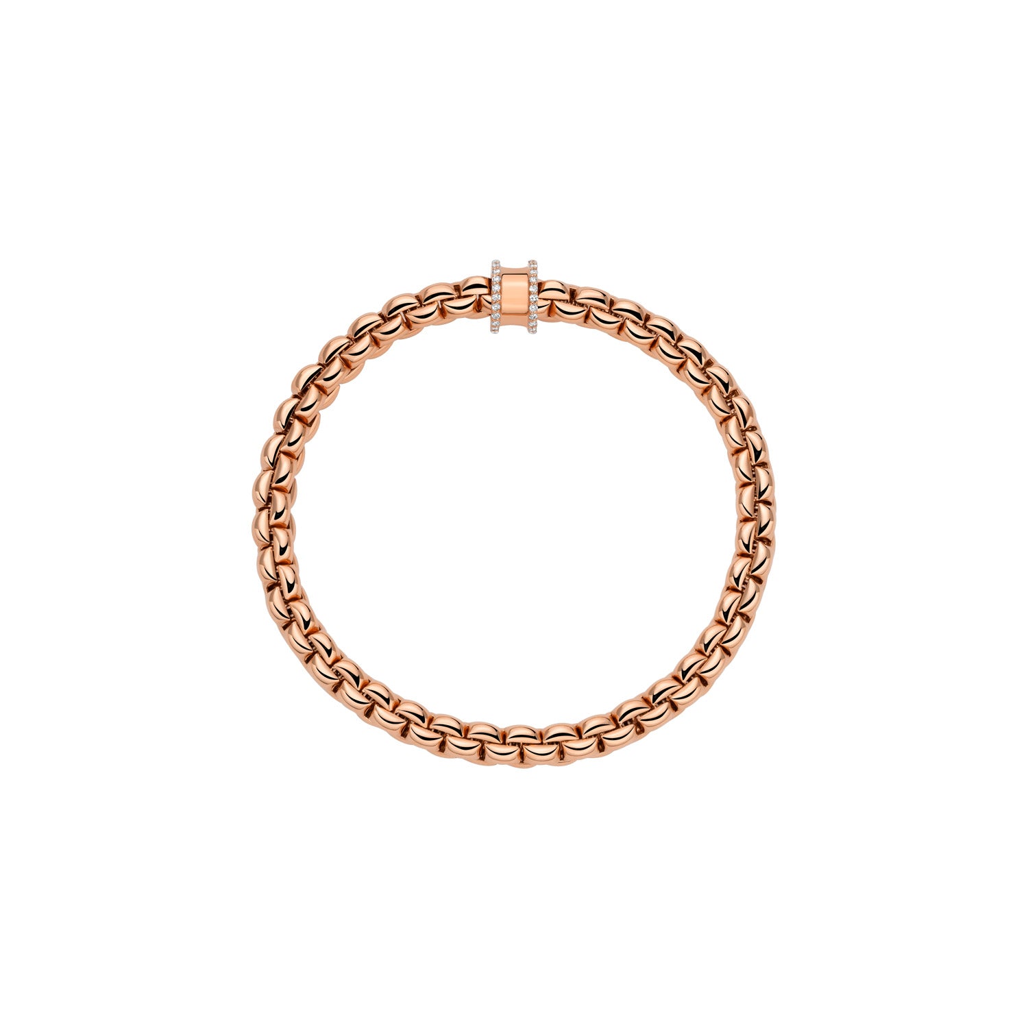Fope Eka concave rondel bracelet in rose gold