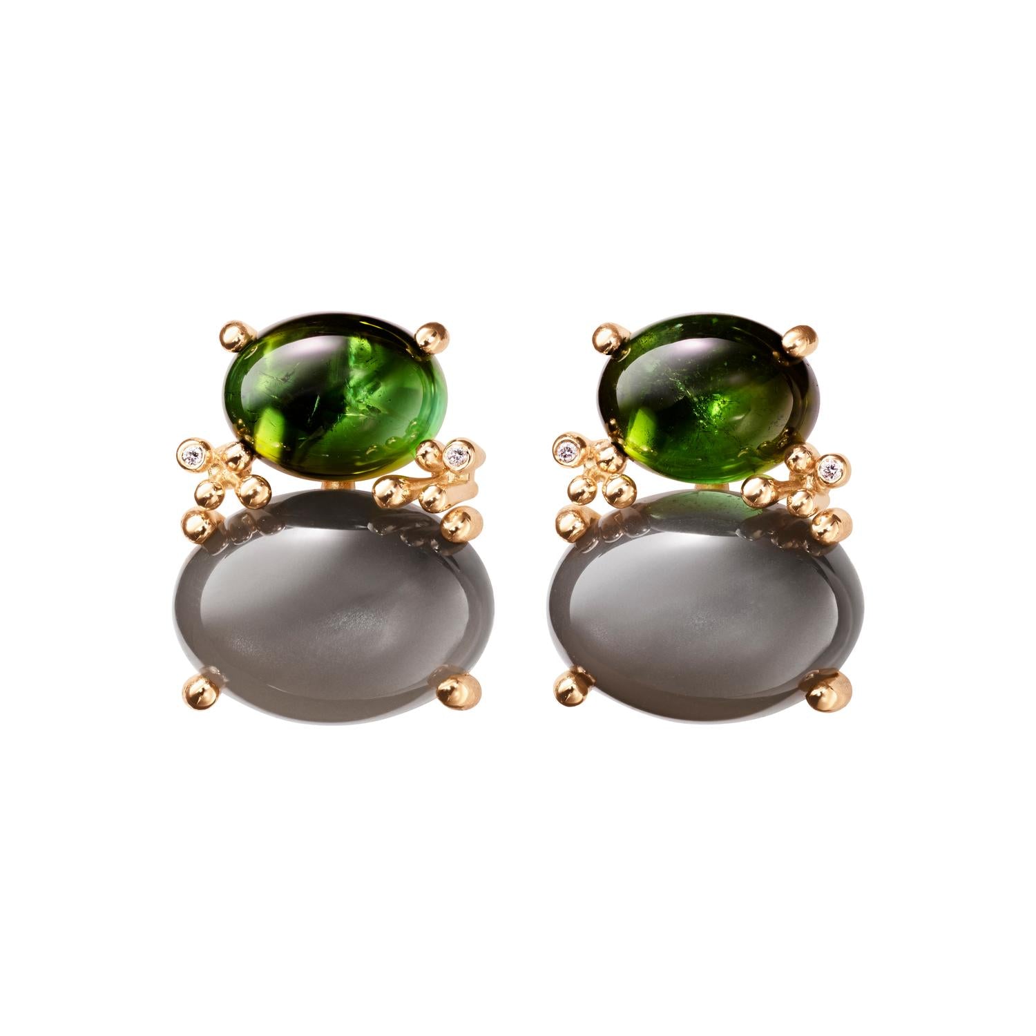 Ole Lynggaard BoHo earrings with Green Tourmaline and Grey Moonstone