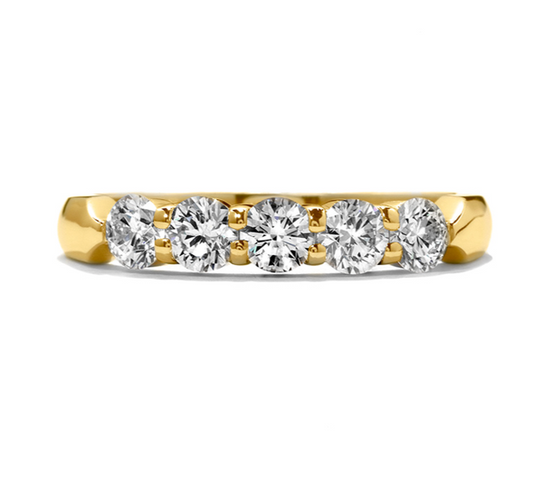 hearts on fire five stone band 0.25ct diamonds 18ct yellow gold