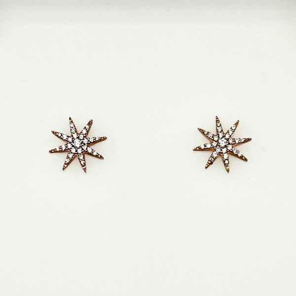 Rose gold diamond star stud earrings